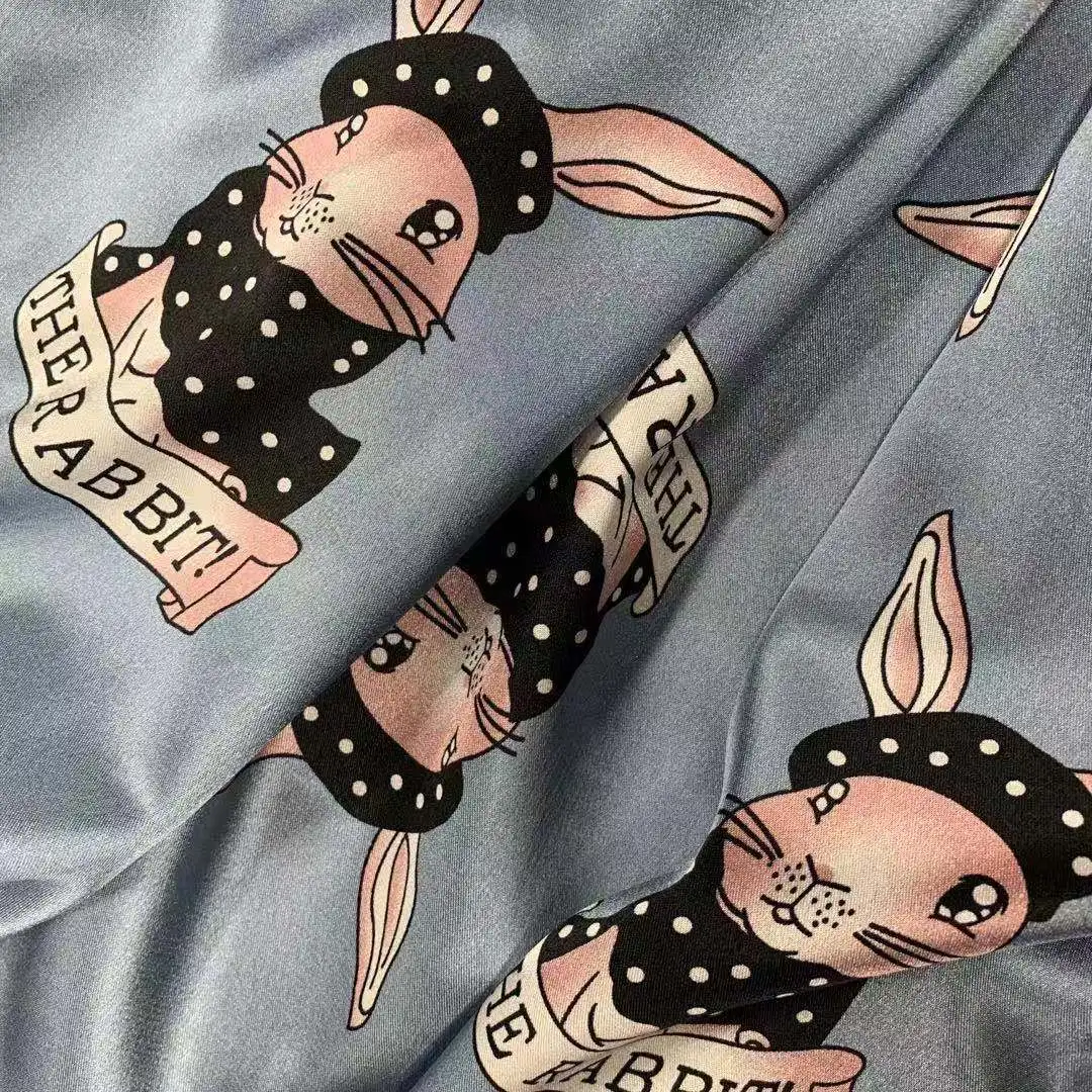 
100% poly bear printed satin fabric 