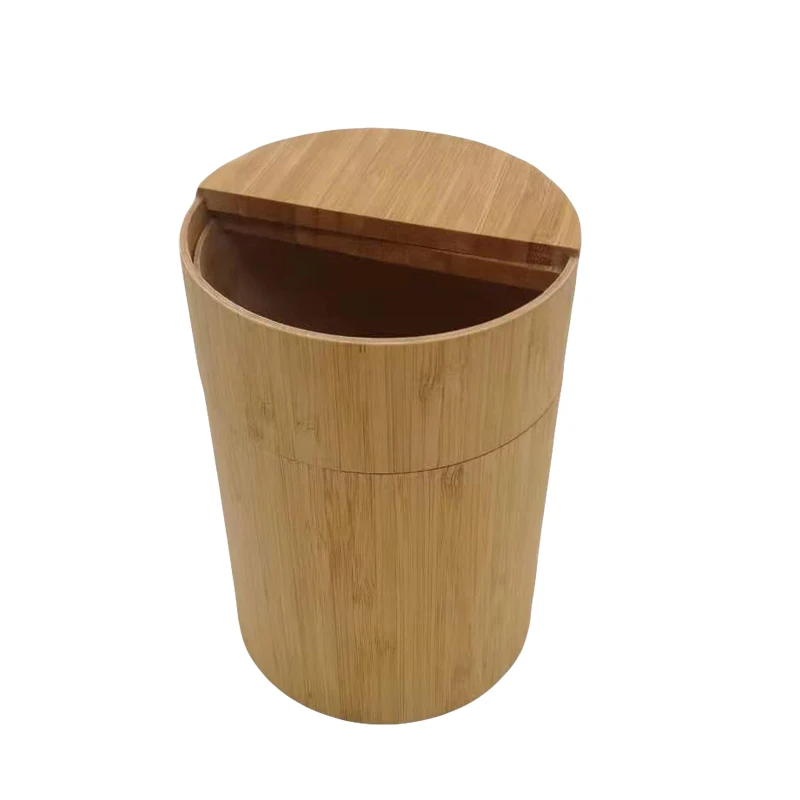 Bamboo Wood Desktop Dustbins with Rotating Lid Custom Size Trash Can Eco-friendly New Style Garbage Bin Good Promotional Gift