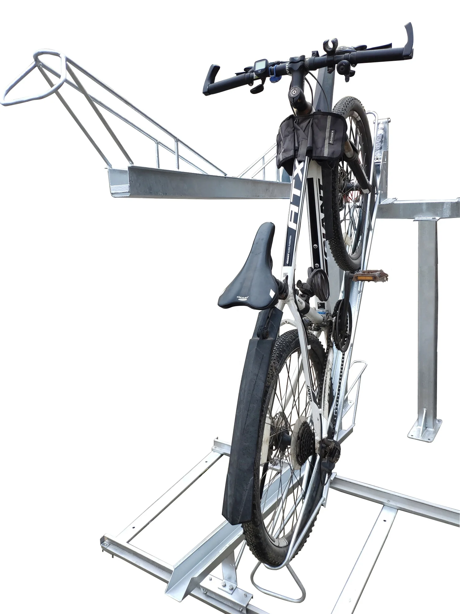 Outdoor hot dip galvanized gas spring lift assisted double decker bicycle rack  powder coating bike rack