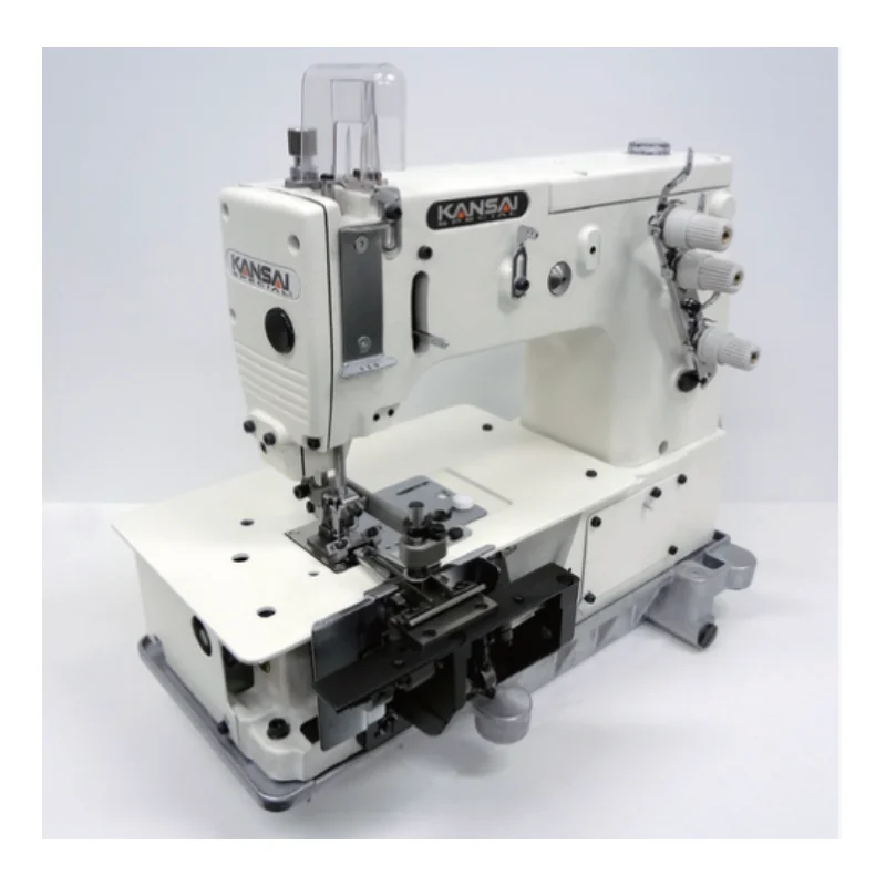 Kansai B2000C Double Needle Double Chain Stitch Bottom Overlock Sewing Machine Sewing Belt Loop Insert Elastic Band