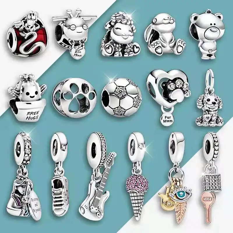 S925 Sterling silver bracelet beads fit for pandora charm necklace ornaments accessories DIY necklace beads