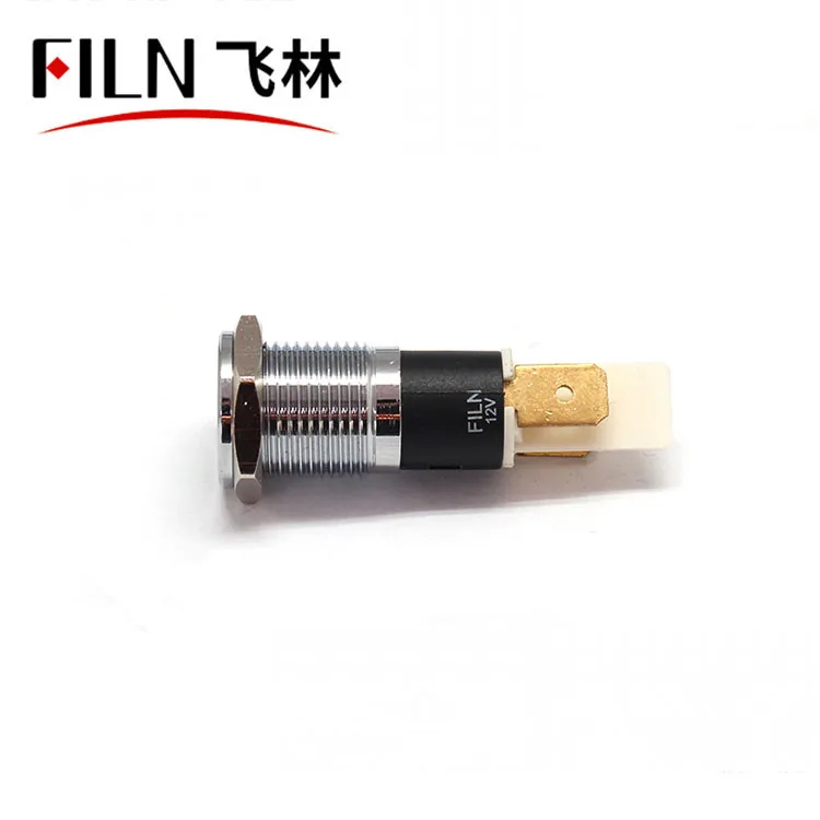 FILN 14mm 220v 24v 12v indicator metal waterproof flat type solder pin led emergency lamp yellow red