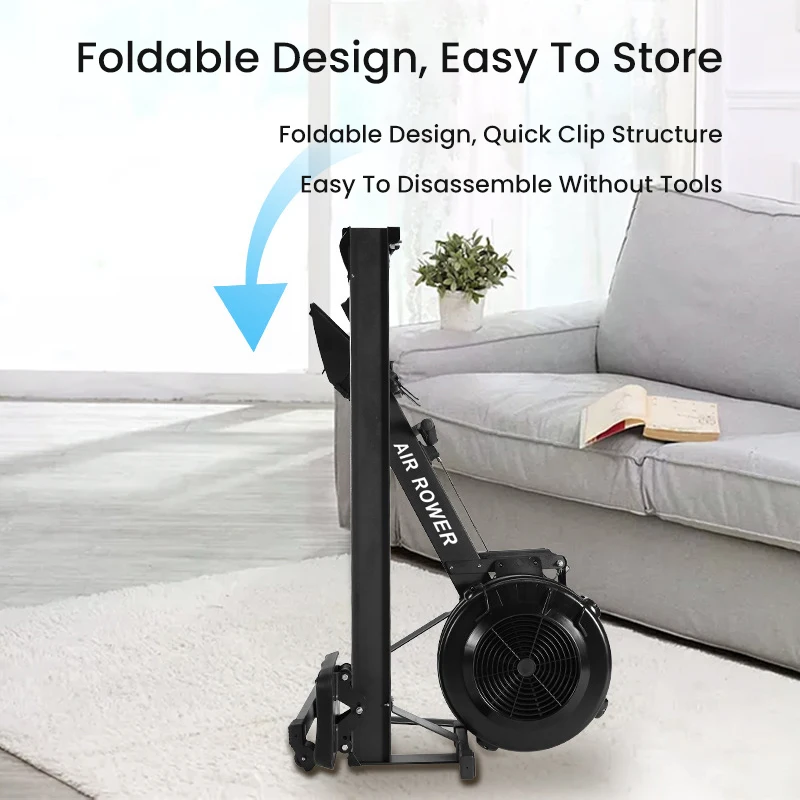 New Design Fitness Gym Equipment Air Rower Rowing Machine With LCD Monitor Home Workout Wind Resistance