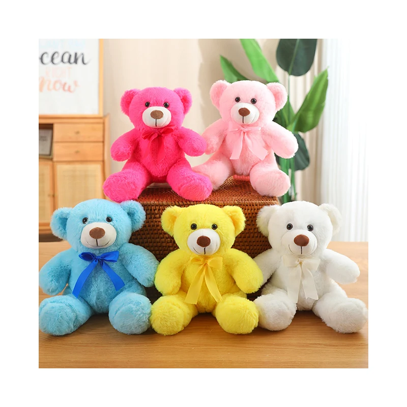 New Arrival Custom Wholesale Five Colors Teddy Bear With Bow Soft Stuffed Animals Plush Bear