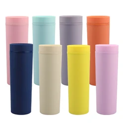 Skinny double wall Tumbler 16OZ straight Plastic Tumblers customized straw cup water skinny matte cup with straw and lid