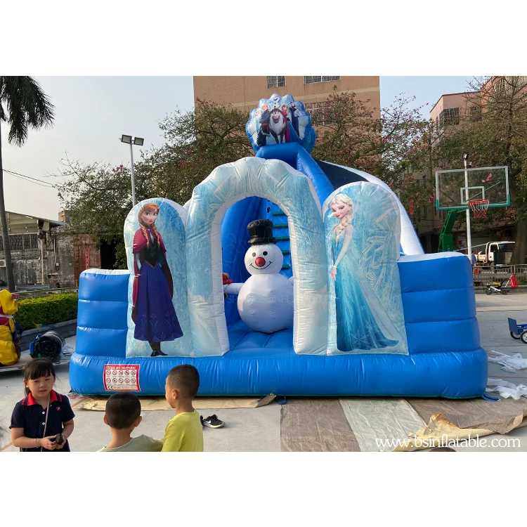 Plastic Inflatable Snowman Slide, Frozen Inflatable N Slip Slide for Children