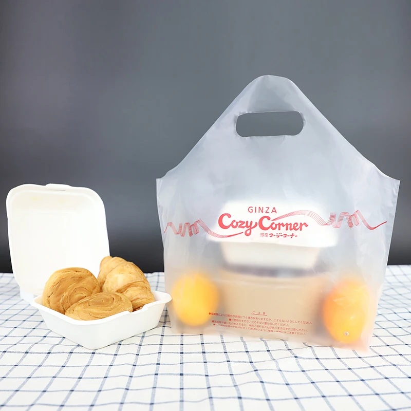 Manufacturer Restaurant Takeout Food self seal Packaging Tamper proof  Carry Plastic Takeaway Bag