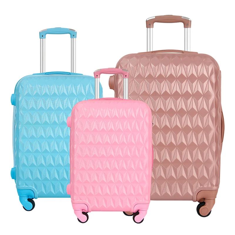 Popular Large Trolley Suitcase Durable Plastic Light Weight Pink Luggage Sets