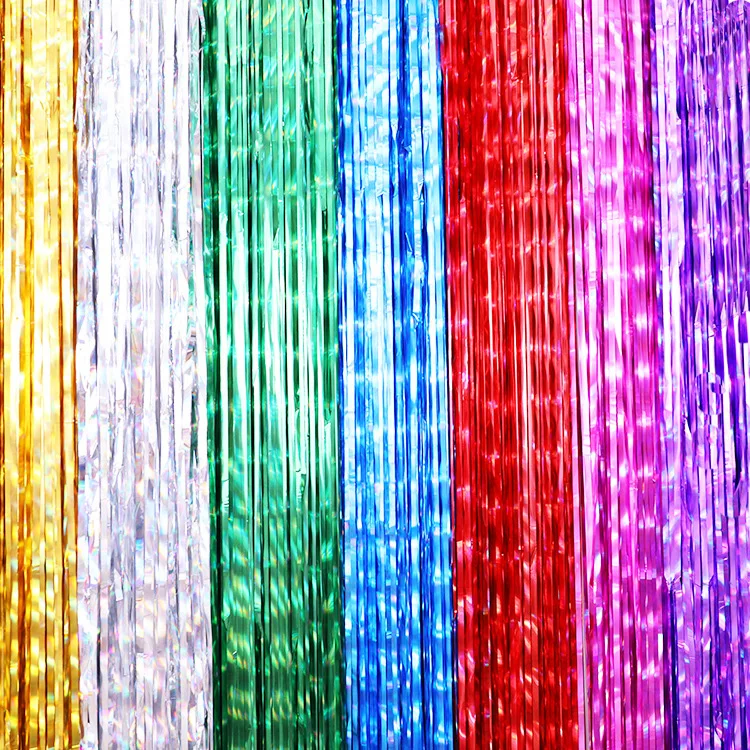 
Hot selling 2 meter colorful backdrop foil curtain party decoration supplies 