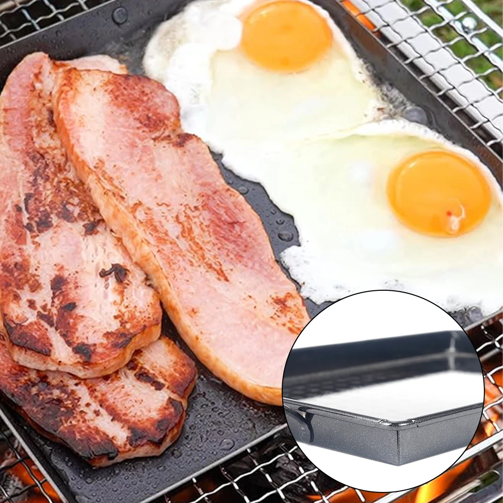 BBQ nonstick grilling topper basket tray roasting pan for camping grill