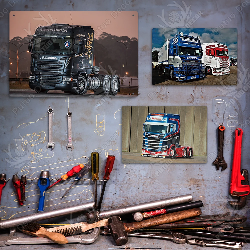 Putuo Decor Wholesale 20x30cm Truck Vintage Metal Tin Signs Man Cave Garage Wall Decor Metal Plaque Sign