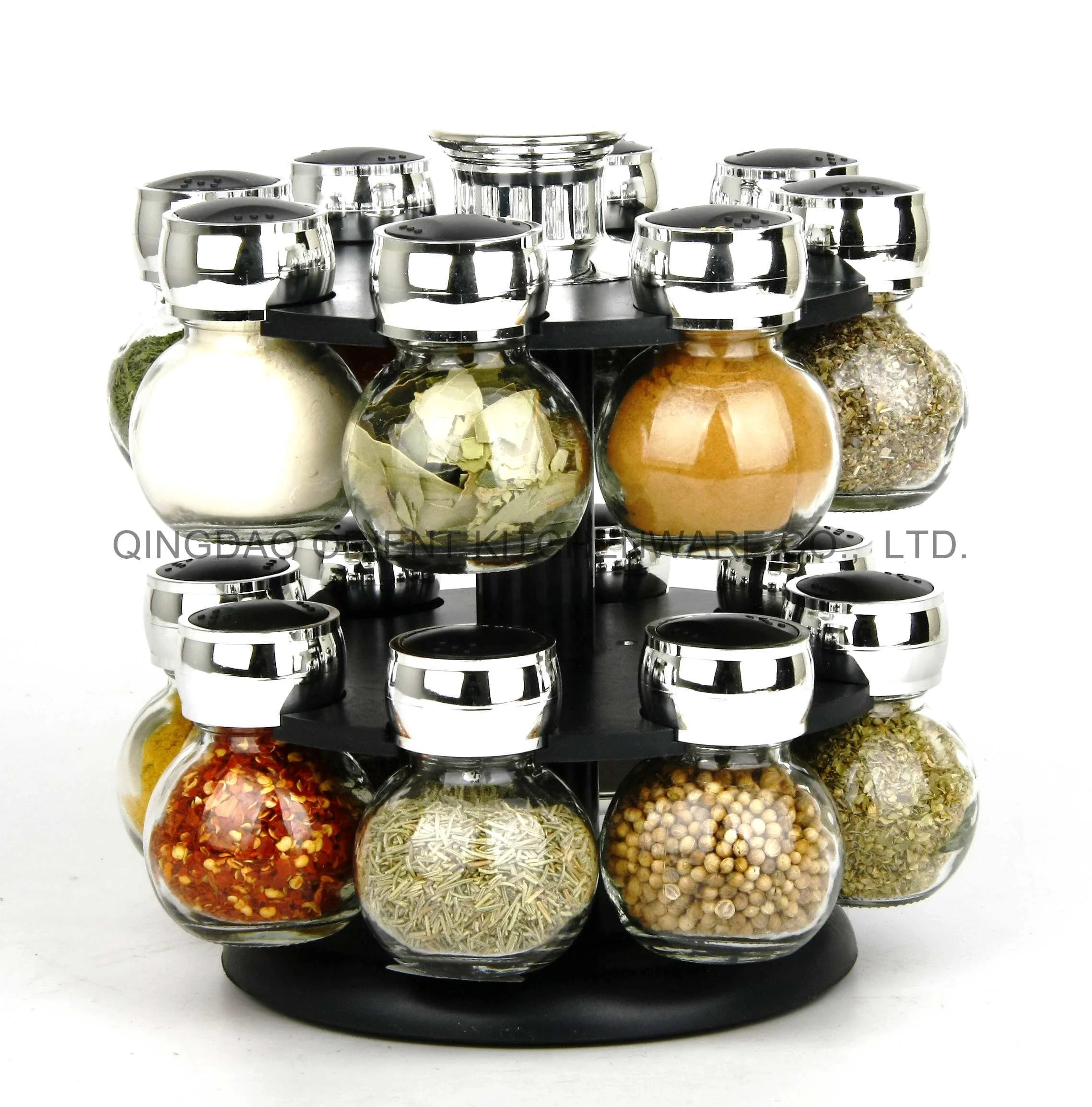 Kitchen Glass 6 12 Spice And Herbs Jars Storage Containers Bottle Rack And Rotating Rack Set With Revolving Storage Holder Stand