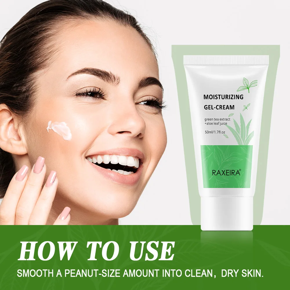 Organic Green Tea Extract Aloe Leaf Juice Gel Moisturizing Cream Hydrates  Soothes Lightening Skin Face Cream