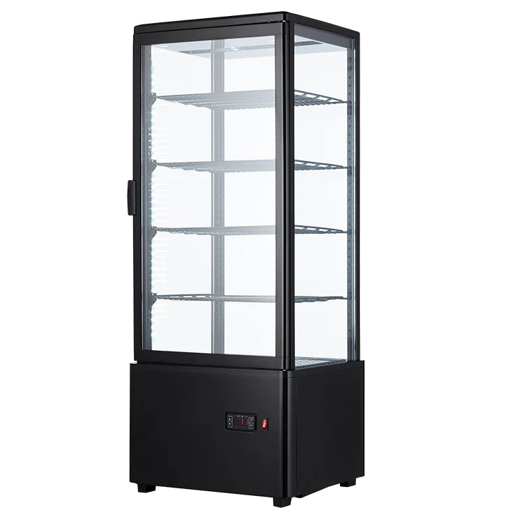 Hot sale commercial 98 liter large-capacity 4 side glass display cooler refrigerators fridge for wine and beverage fridge table