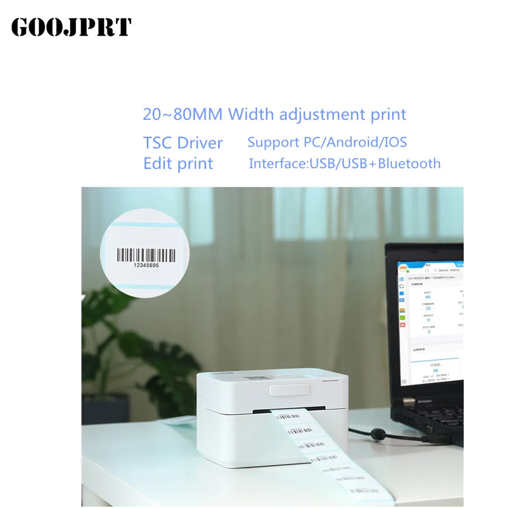 GOOJPRT pos barcode label printer USB sticker printer thermal for shipping supplies and packaging