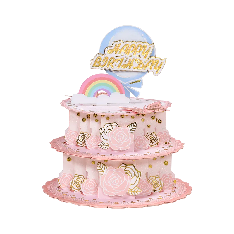 
New design Layers of birthday cake decorations greeting card 