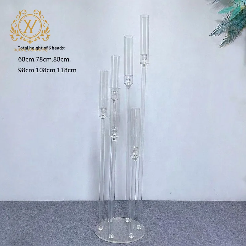 Clear Acrylic Centerpiece Stand 3/4/5/6/8/9 Arms High Candlestick Wedding Candle Holder for Event Stage Lighting Decoration