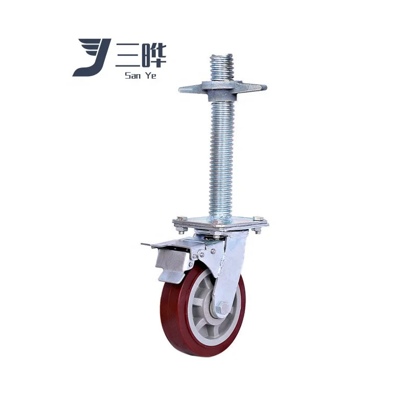 SANYE Sanye 6 Inch 8 Inch Metal Fork Scaffolding Nylon Castor Wheels Rear Locking With 300kgs And 400kgs Loading Weight