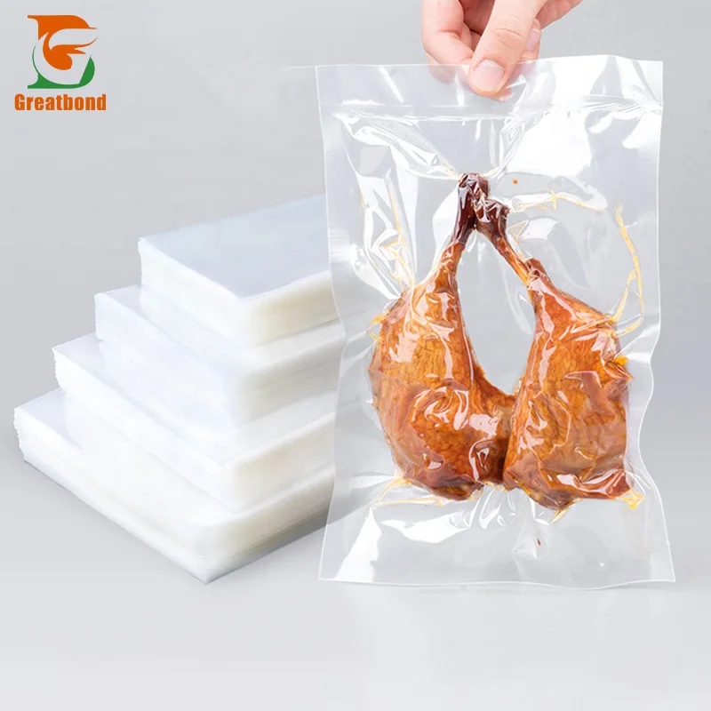Factory Wholesale Kitchen Fish Freezer Food Meat Storage Plastic Nylon PE Clear Smooth Film Pouch Food Grade Packing Vacuum Bag
