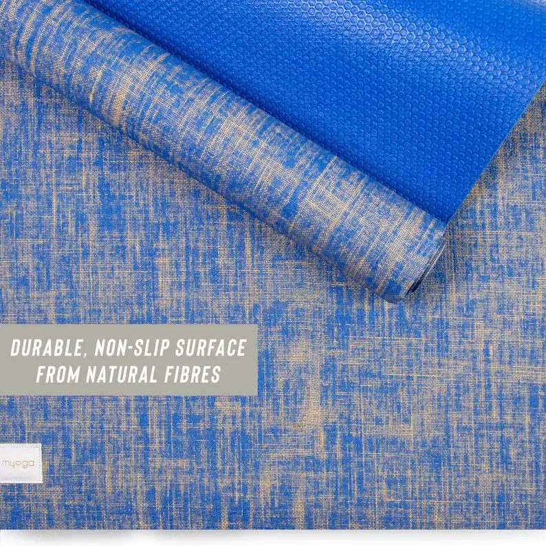 Wholesale Custom Logo Natural Jute pvc exercise workout mat non toxic Jute Yoga Mat with carrying strap