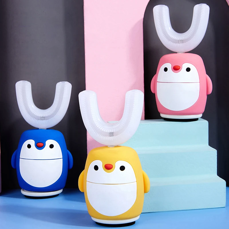 Whitening Children Mouth Wash Eliminate Decay Dental Cleaner U Shape Electric toothbrush for children 2-12