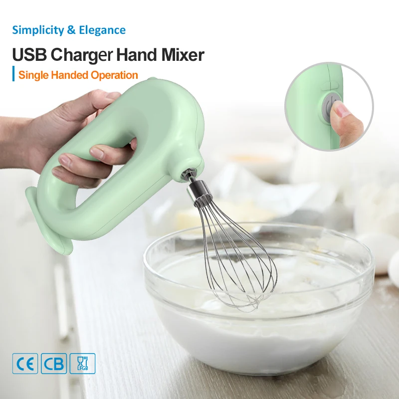 Standing Style 4 Speeds Kitchen Cream Egg Starch Automatic Mini Usb Rechargeable Wireless Rotary Electric Egg Beater