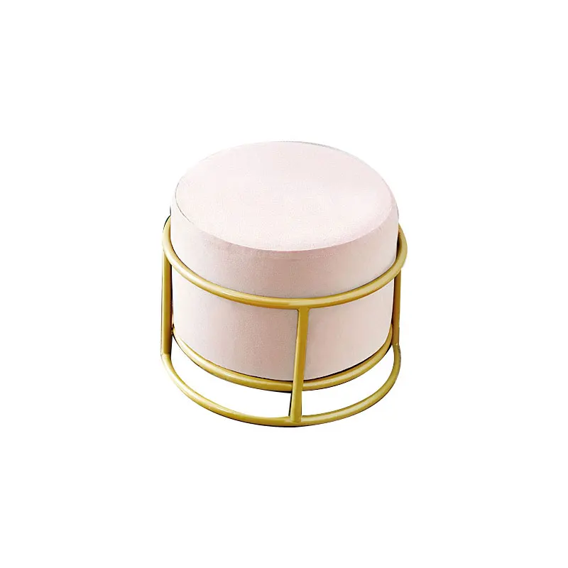 LH-040  living room stool pink velvet round pouf ottoman changing stool living room  pink velvet round mental  chair  shoe stool