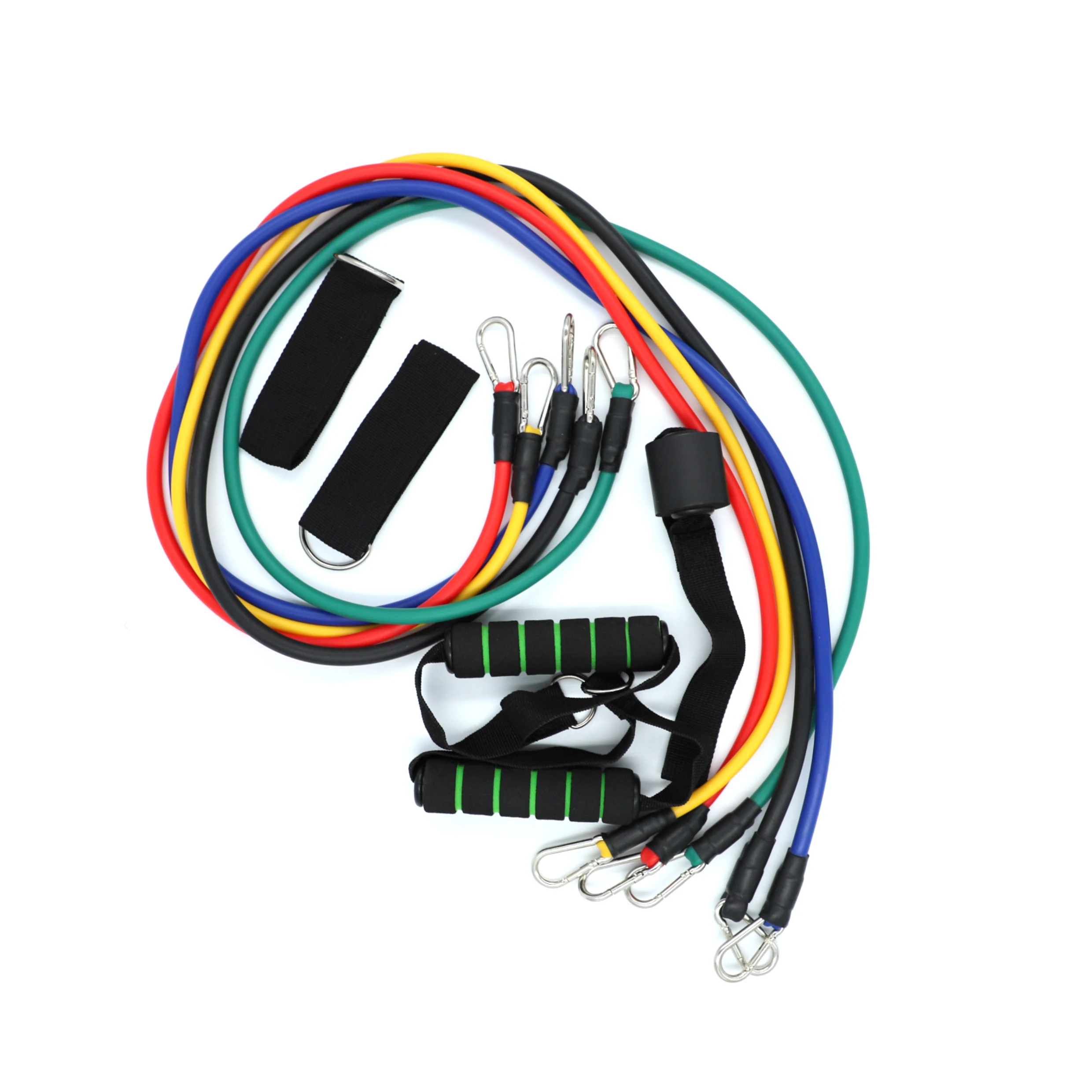 Ombre 13mm 4tube fitness extra long resistance bungee band anchor boxing set 12pcs wrist wraps rope handles custom 2021