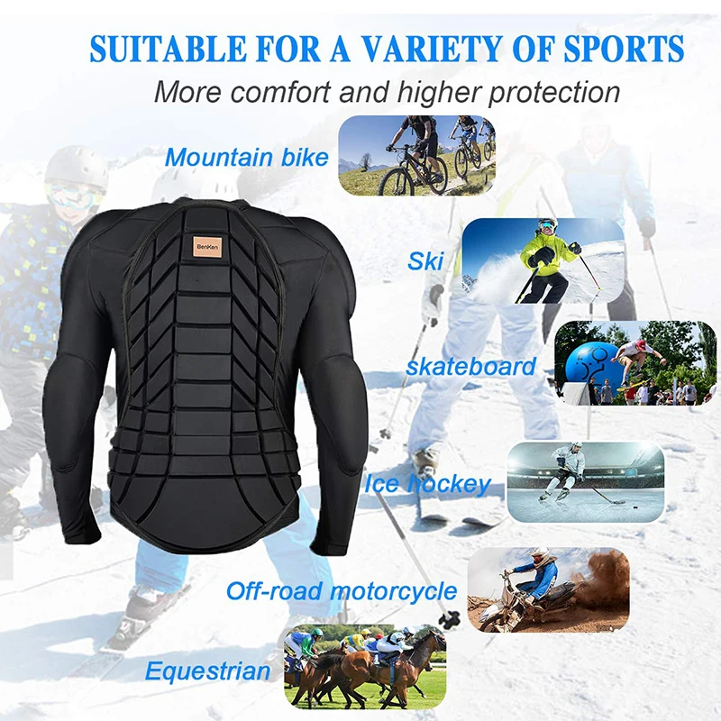 Benken Professional Anti-Collision Ski Soft Body Armor Vest Back Chest Protector For Snowboarding