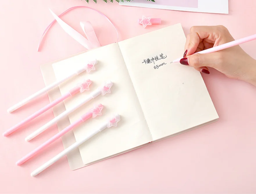 Cute stars shape gel pen black ink for student writing tool