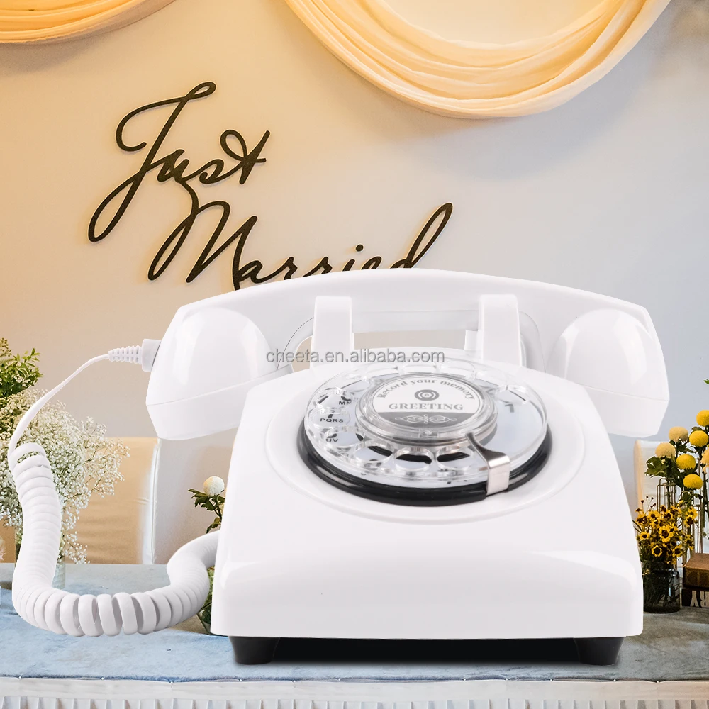 Blue Color Desk Phone Classic Rotary Dial Wedding Audio Guest book wedding Party