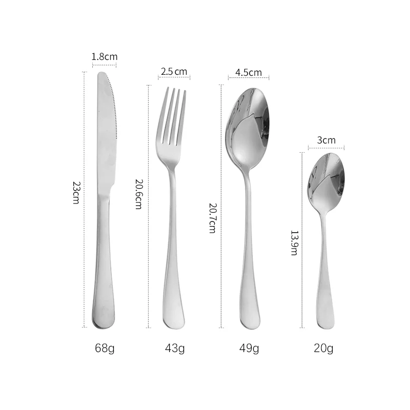 Wholesale Silver 1010 Flatware Modern Knives And Forks 4PCS Cutlery Set