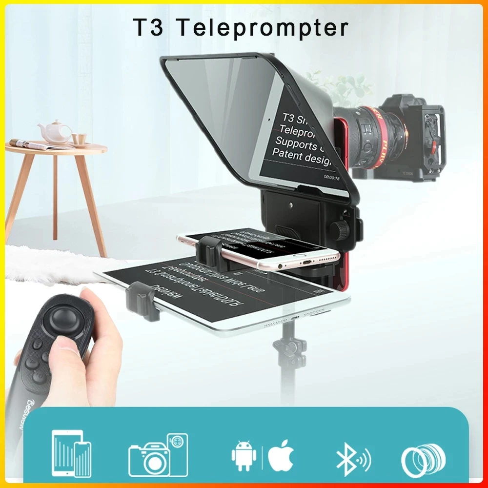 Destview T3 смартфон/планшет/цифрового однообъективного зеркального фотоаппарата телесуфлер с дистанционным управлением поддерживает широкий широкоугольный объектив с фокусным расстоянием для речи видео в режиме реального времени