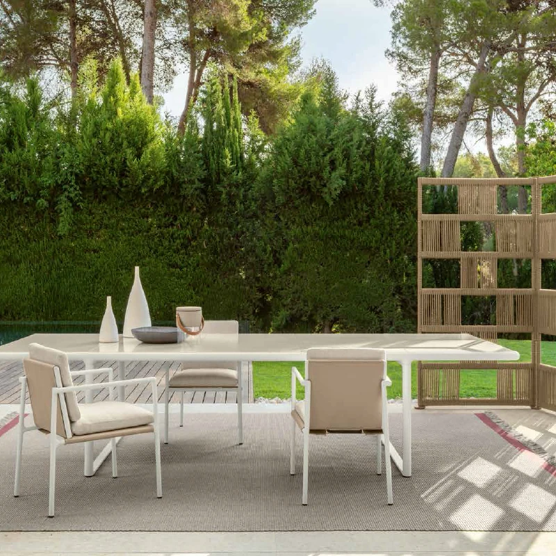WESOME Metal Set Anti-corrosion Aluminum Dining Chairs and Tables Hotel Patio Furniture Garden Dining Table