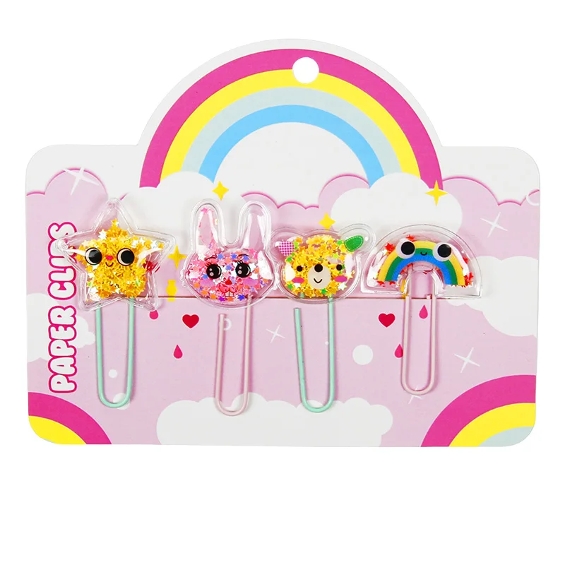 4-Pack Cartoon PVC Glitter Paper Clips, Cute Shaped, Sparkling Design, Fun and Functional Office Stationery Clips
