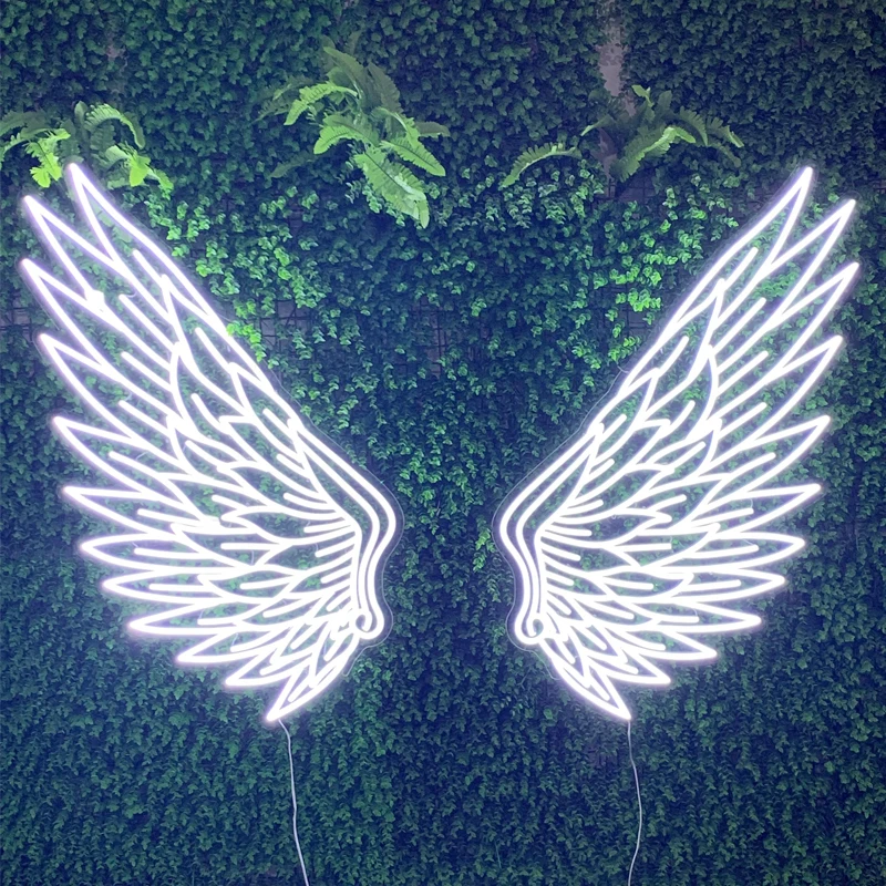  Drop shipping In stock Manufacturer Angel wings custom light acrylic 3D open LED neon sign
