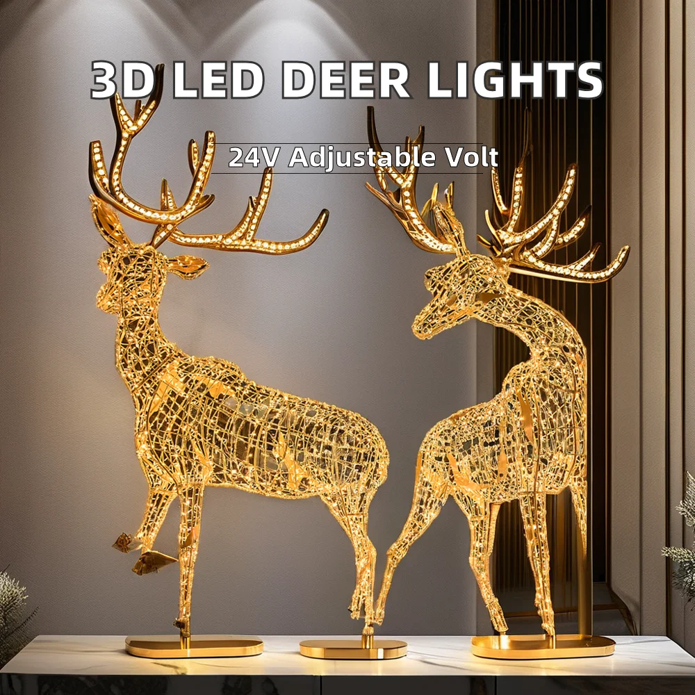 Toprex PVC 3D LED Deer Figures Outdoor Decorative Motif Lights for Mall Christmas Halloween Wedding Decoration