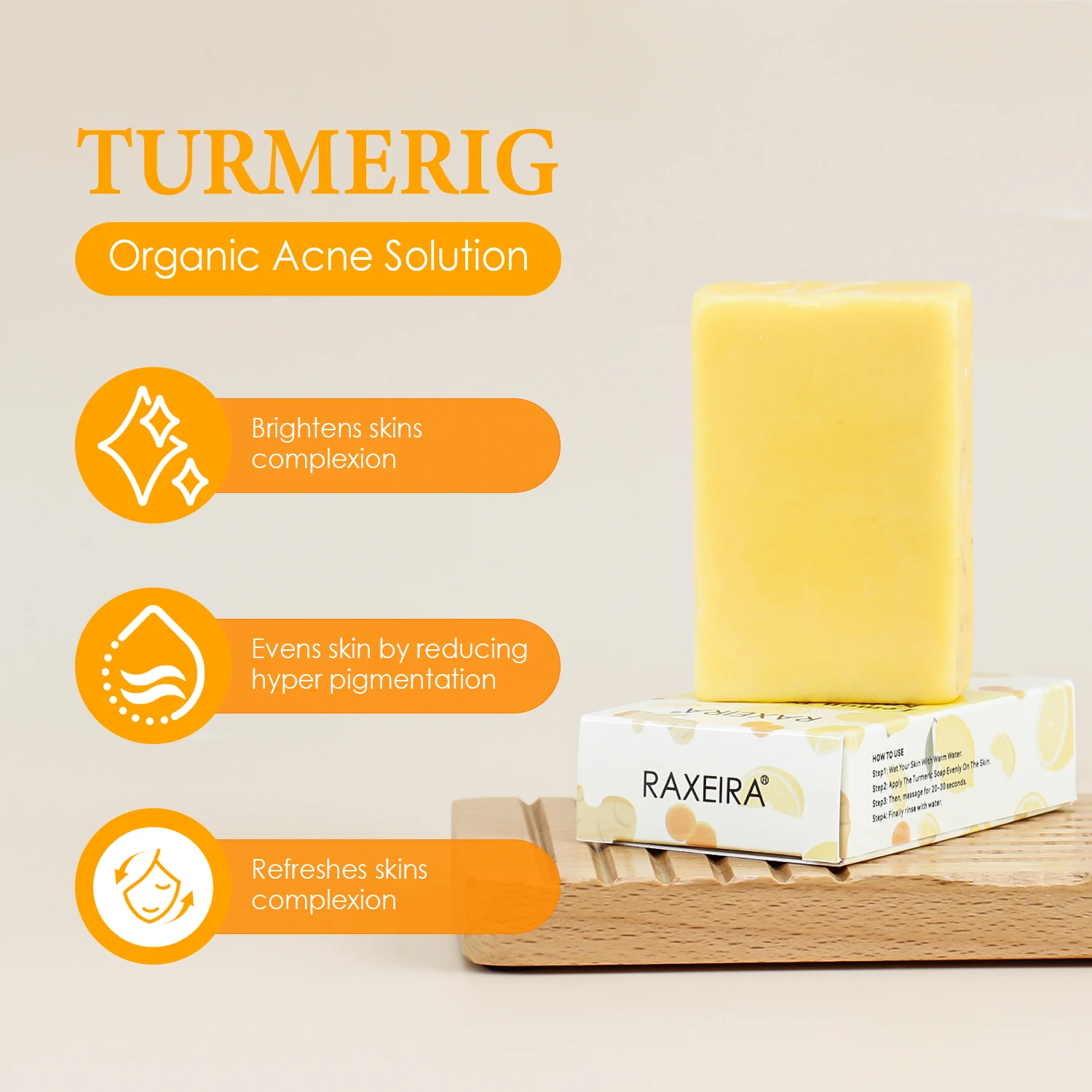 Private Label 100g Lemon Turmeric Kojic Acid Soap Handmade Dark Spot Remover Anti Acne Whitening Soap