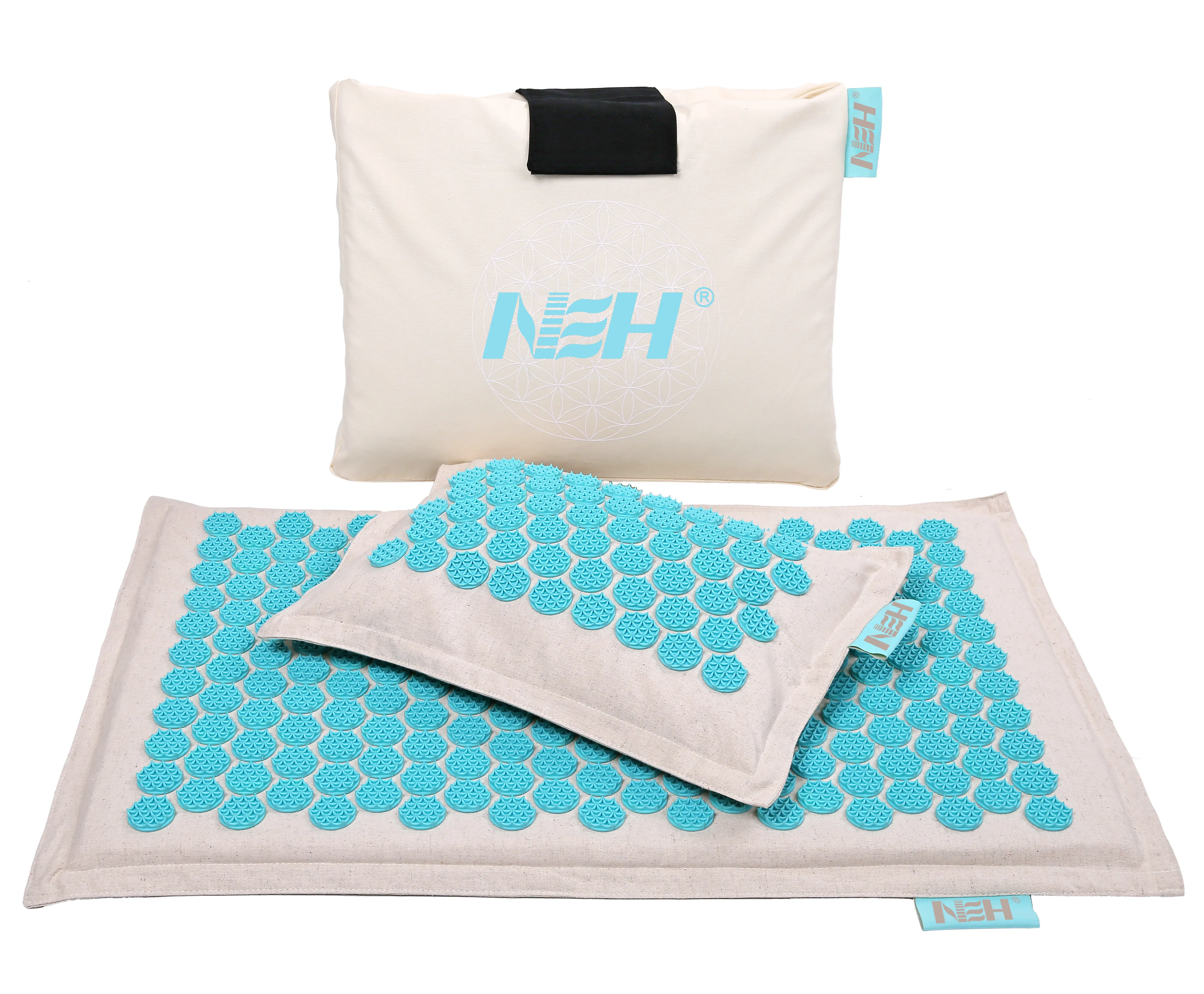 Natural Organic Linen Cotton and Coconut filler Acupressure mat with bag anti-fatigue mat acupressure mat and pillow