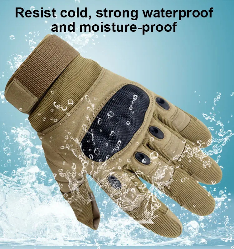 Black Waterproof Hard Knuckle Hand Protection Camouflage Heavy Duty Tactical Gloves