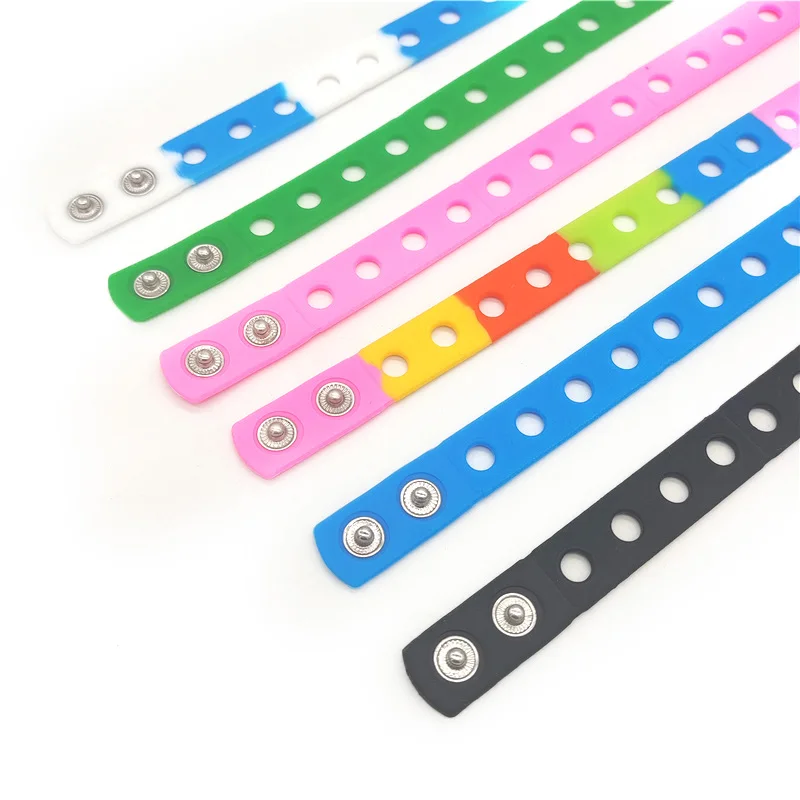 18cm custom multicolor soft rubber silicone wristband colorful silicone bracelet with holes for wholesale Via DHL/Fedex