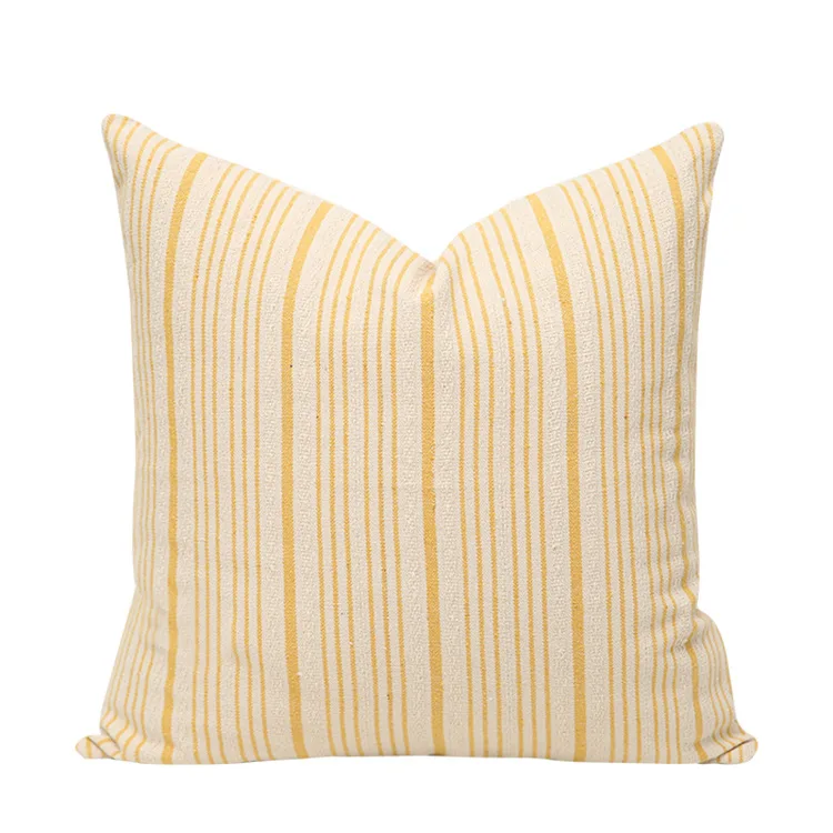 New Jacquard 2023 Fabric Cushion Cases Chinese High-Precision Cotton Linen Throw Pillow Cover Striped