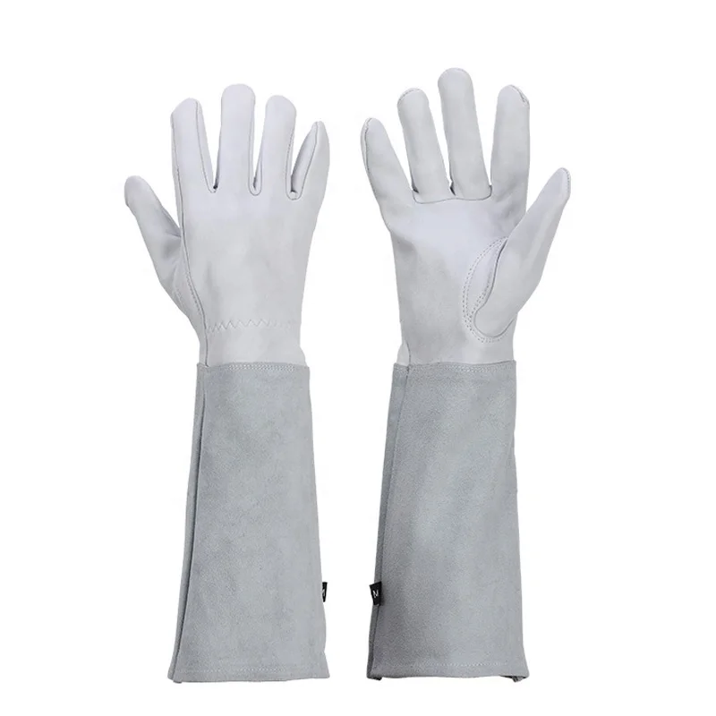 Safety Long cowhide sheepskin gloves for arm protection rose clipped thorn proof leather gardening gloves