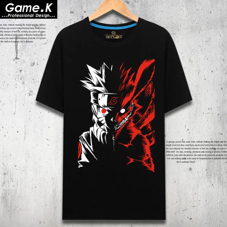 anime 100% cotton men women black white clothes shirt Uzumaki ninja kakashi sasuke top t-shirt