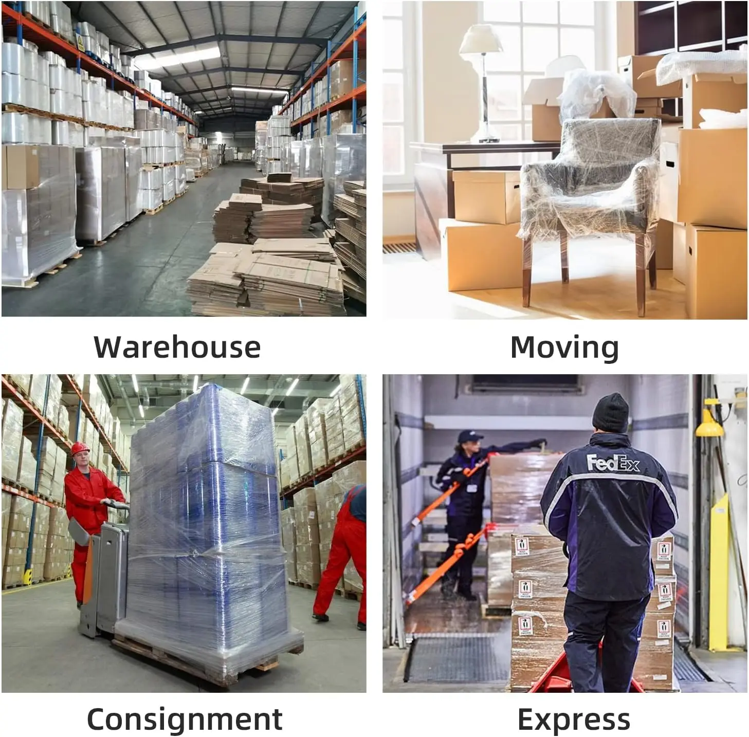 500m Transparent Packing Film Strech 20 Microns Printed Mini Handle Pvc Pallet Plastic Wrap Jumbo Roll Lldpe Clear Stretch Film