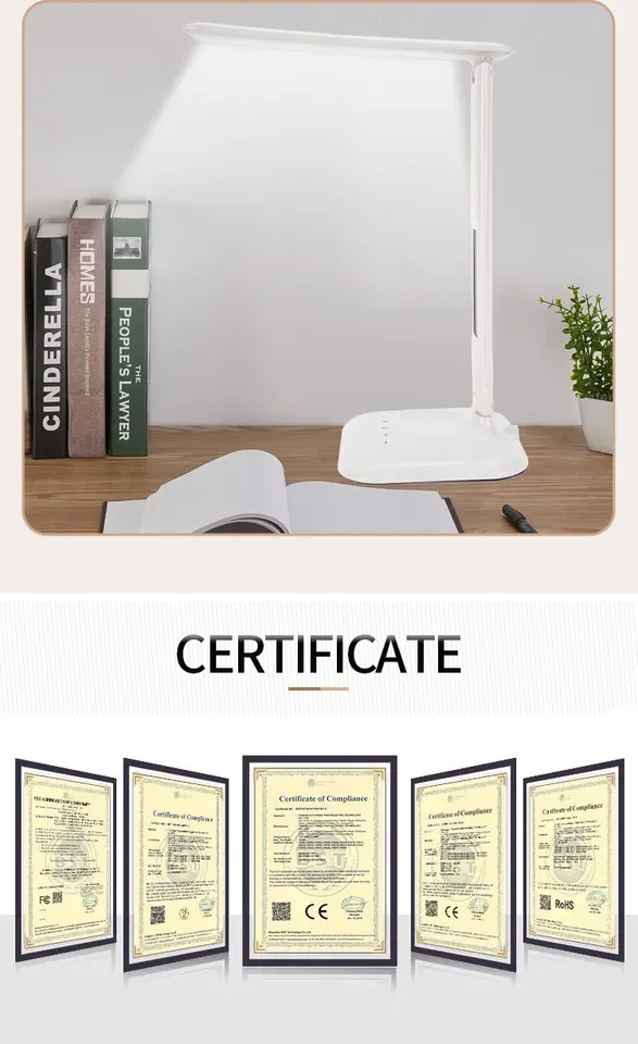 Portable eye protection LED bedside desk lamp wireless charger with Calendar Alarm Clock dimming foldable desk lamps