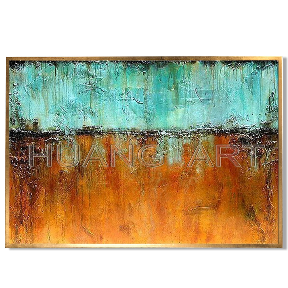 Original Art Hand-painted Decoration Oil Painting on Canvas Sky Blue Abstract Handmade Modern Oil Painting for Room Wall Decor
