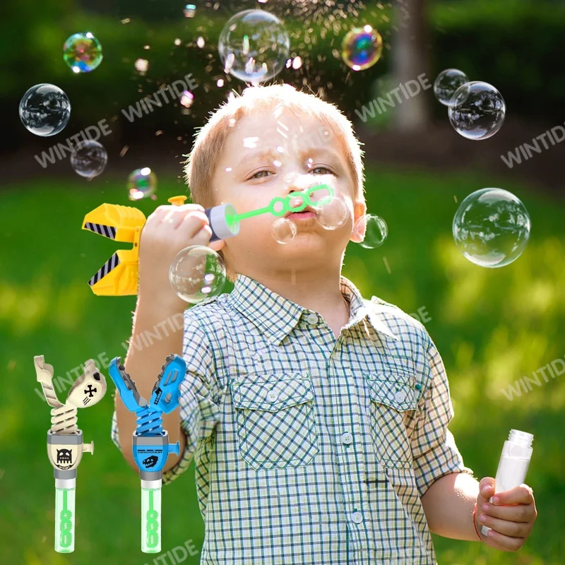 Manufacturer wholesale toy plastic mecha dino catching wand bubble water toys telescopic stick for kids