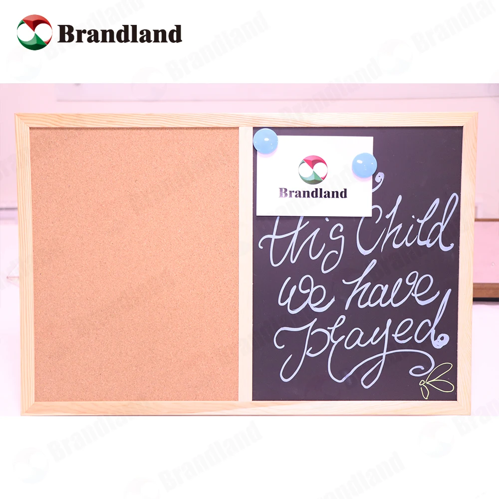 Custom common wooden frame combo board with cork and chalk board