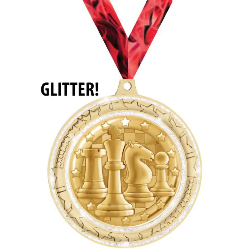 NEW Innovation Metal GOLD Glitter Medals Custom Chess Medals for children